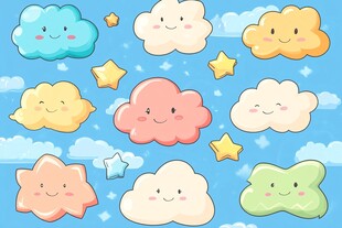 可爱云朵星星卡通图案
