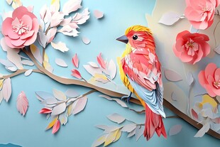 纸艺花鸟 灵动色彩的邂逅