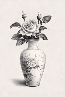 花瓶中的优雅单枝白玫瑰