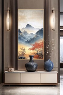 中式客厅的山水挂画景致