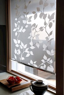 简约叶纹窗纱 温馨窗台景