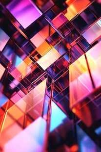 炫彩几何方块构成科技画面