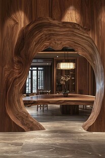 原木风中式茶室独特韵味