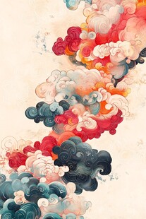 梦幻国风彩色云纹图案