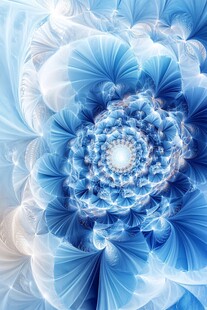 梦幻蓝色分形花朵图案