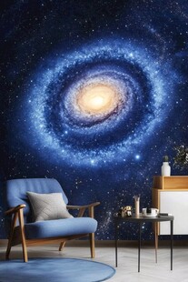 梦幻星系背景墙的温馨角落