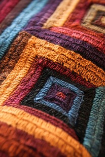 多彩几何图案手工编织物