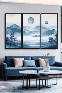 新中式客厅山水挂画装饰