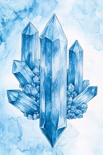 梦幻蓝色水晶簇插画