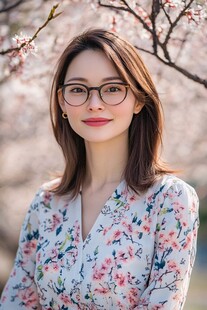 春日花丛中的优雅女士