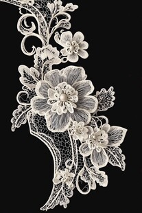 精致白色蕾丝花卉刺绣图案