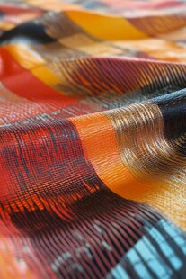 多彩格纹织物纹理特写
