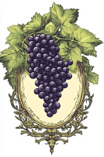 复古风葡萄插画装饰图案