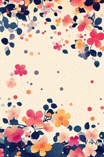 缤纷花卉边框背景图