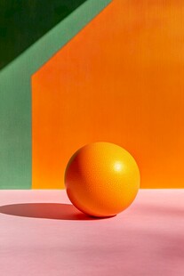 橙球于多彩背景下的静美