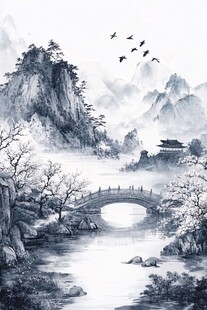 水墨山水间的古韵景致
