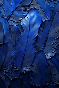 蓝色羽毛纹理特写
