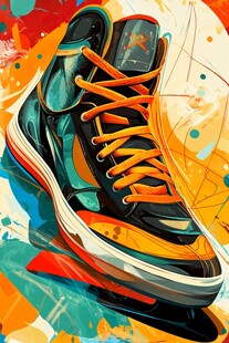 炫酷多彩高帮运动鞋插画