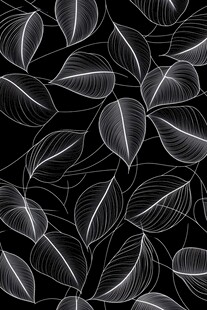 黑白线条叶纹无缝图案