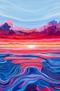 绚丽梦幻的海上日落景象