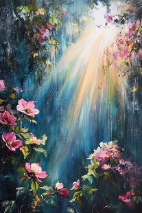 梦幻花境中的阳光洒落