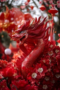 红色祥龙伴繁花庆佳节