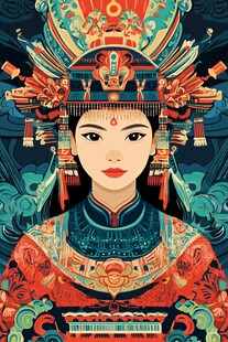 古典中式凤冠霞帔女子形象