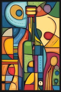 抽象多彩瓶形艺术画作