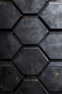 黑色六边形金属质感纹理