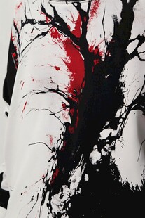 血墨树影印花T恤图案