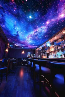 梦幻星空主题酒吧内部