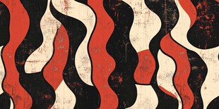 红黑白波状抽象艺术图案