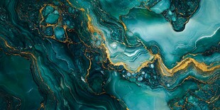 蓝绿金交融的抽象流体纹理