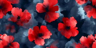 红色花卉图案背景纹理