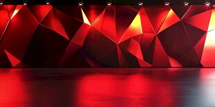 红色几何艺术墙面空间