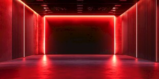 红色霓虹灯光科幻空间