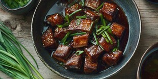 美味红烧肉散发诱人光泽