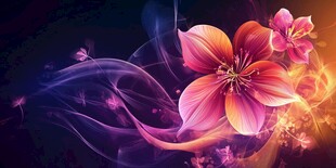 梦幻绚丽花朵与流光溢彩