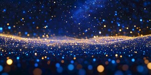 梦幻蓝金粒子闪耀背景