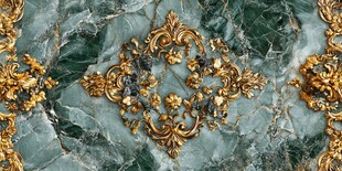 绿玉石上的奢华金色雕花