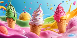 缤纷冰淇淋的甜蜜视觉盛宴