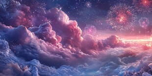 梦幻云海间的绚烂烟火