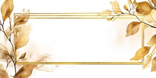 金色叶框简约背景图
