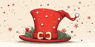 圣诞红帽插画 节日氛围浓