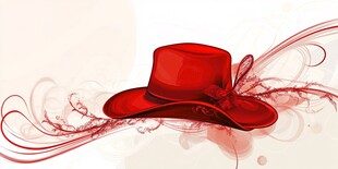 红色时尚礼帽插画装饰图