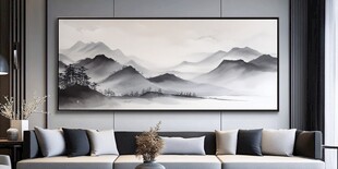 中式客厅水墨山水装饰画