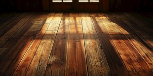 阳光洒落的木质地板空间