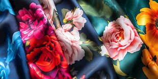 绚丽花卉印花丝绸面料