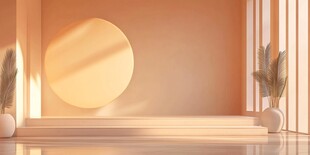 暖色调简约室内展示空间