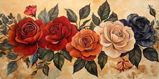 多彩玫瑰花卉装饰画